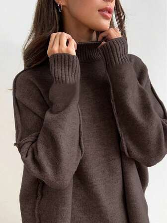 Cévolie 2st/set Dam Enfärgad Stativ krage Långärmad topp och långbyxor tröja set