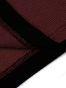 Manfinity Homme 男士休闲撞色圆领长袖T恤，秋季男士休闲上衣，男士长袖上衣，男士上衣 - 棕色 - 查看 5