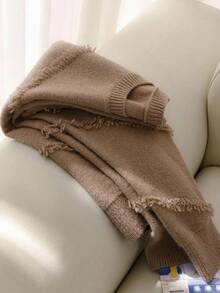 CosyJoli 女式加大码圆领宽松舒适毛衣，带侧边磨损设计，冬季 - 咖啡棕 - 查看 12