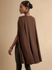 SHEIN Veneréa Top de cuello de cowl de ajuste ceñido de unicolor