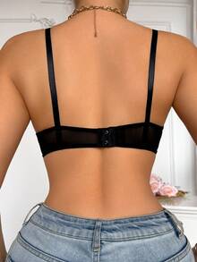 NudeFit 大码蕾丝拼布文胸 - 黑色 - 查看 2