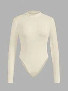 Slaydiva 3pcs/Set Bodysuit Lengan Panjang Kerah Tinggi Minimalis Kasual Ukuran Plus, Cocok untuk Musim Gugur/Musim Dingin - MultiWarna - View 10