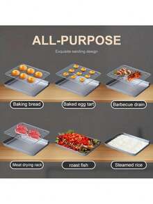 Madebyblanc Stainless Steel Baking Sheet And Rack Set - Versatile Oven Trays With Cooling Racks, Baking Pans Set, Heavy-Duty, Easy To Clean - Stainless Steel Flat-Bottomed Baking Tray, Baking Tray For Grill, Baking Tray For Grill Rack, Special Barbecue Tray For Oven