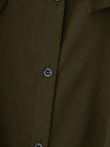 Franclia Áo sơ mi nữ tay dài hở vai phối màu 2 trong 1 - xanh quân đội - Xem 5