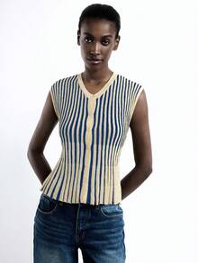 Maija Damski, jednorzędowy kardigan w paski z rozcięciem z przodu, odpowiedni do miejskich dojazdów, na co dzień, do biura, na elegancki strój, na zimowy sweter, na Boże Narodzenie, noworoczne przyjęcie i spotkanie, podstawowy ubiór wierzchni