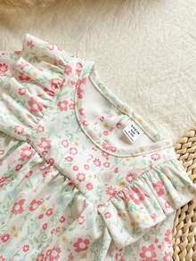 Vintaside Kids 女婴粉色长袖套头连衣裙，碎花印花设计，修身剪裁，甜美可爱，适合外出、休闲、运动和派对穿着。 - 彩色 - 查看 4