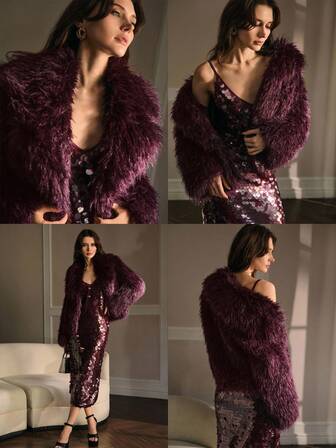 MOTF PREMIUM ABRIGO DE MANGA LARGA CON CUELLO DE PIEL SINTÉTICA PARA OTOÑO E INVIERNO