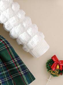 SHEIN Playful Pals 女婴可爱圣诞风连体衣，长袖，带头带装饰 - 綠色 - 查看 3