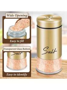 Cirelle Bộ 2 lọ đựng muối và tiêu, lọ đựng muối có đáy bằng thủy tinh trong suốt, bộ 5 oz muối và tiêu cho bàn nấu nướng RV BBQ, đồ trang trí và phụ kiện nhà bếp màu đen và trắng - Nhiều màu - Xem 7