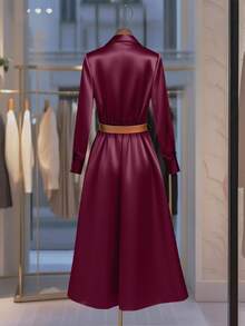 Franclia 新款束腰长款蓬蓬裙，女士春秋季礼服 - 中紫紅色 - 查看 4