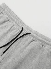 ROMWE MEN Calça de Moletom Masculina de Ajuste Folgado com Estampa em Inglês do Coração de Jesus, Calça de Moletom Casual Confortável de Perna Reta para Esportes