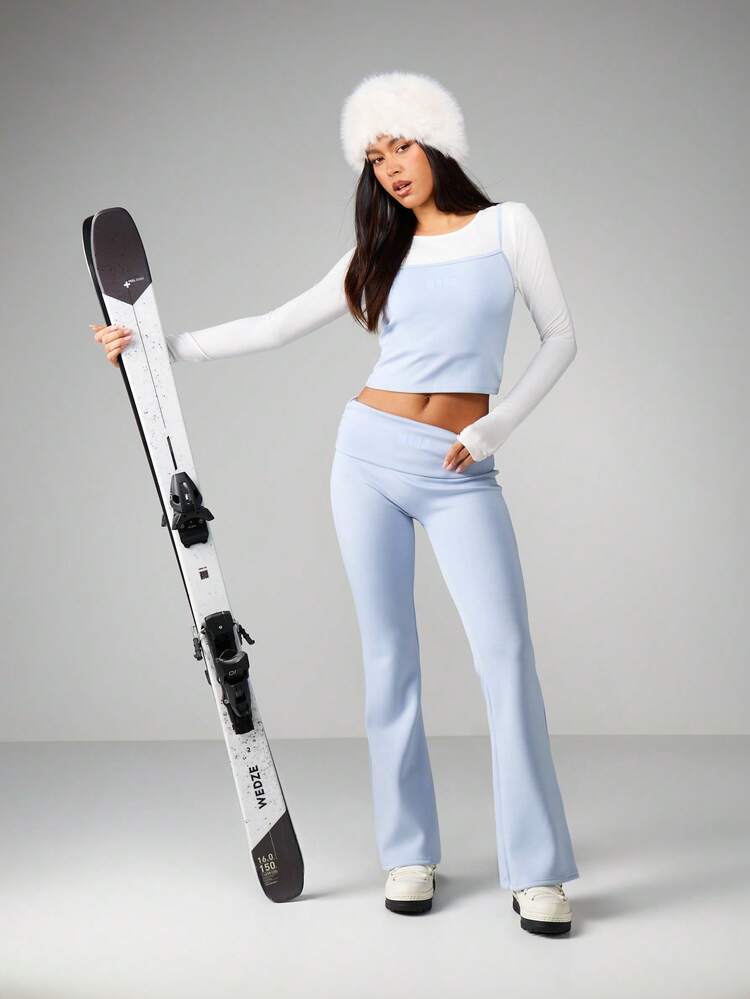 MISSGUIDED Completo canotta a coste e pantaloni svasati