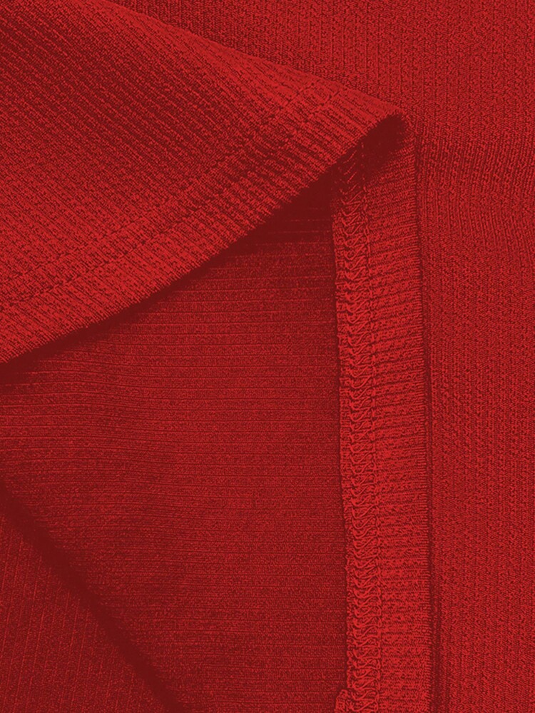 SHEIN Franclia Elegant Commuter Solid Color Ruched Fishtail Skirt - Red - View 3