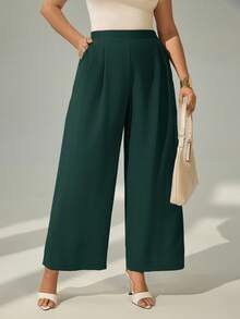 Auralis 大码女式薄荷绿高腰铅笔裤 - 墨綠色 - 查看 5