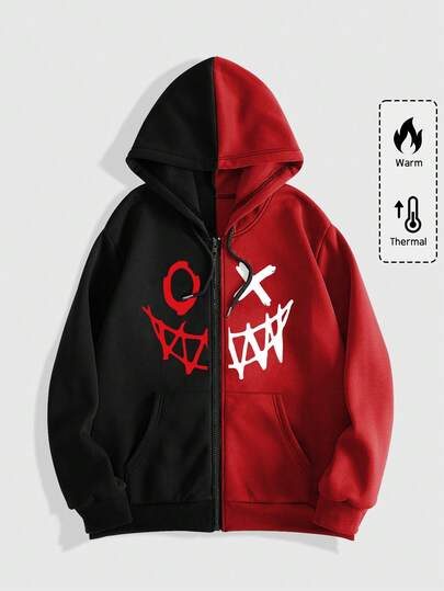 Street Life Men's Casual Colorblock Print Hoodie Sweatshirt, Autumn/Winter