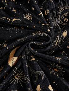 ROMWE Goth Váy bó sát in nhung Punk Sun & Moon cỡ lớn thiết kế buộc dây dành cho nữ - màu đen - Xem 4