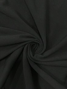 Elaquor Plus Size Casual Minimalist Navy Blue Loose Half-Zip Women Dress, Autumn/Winter - Black - View 7