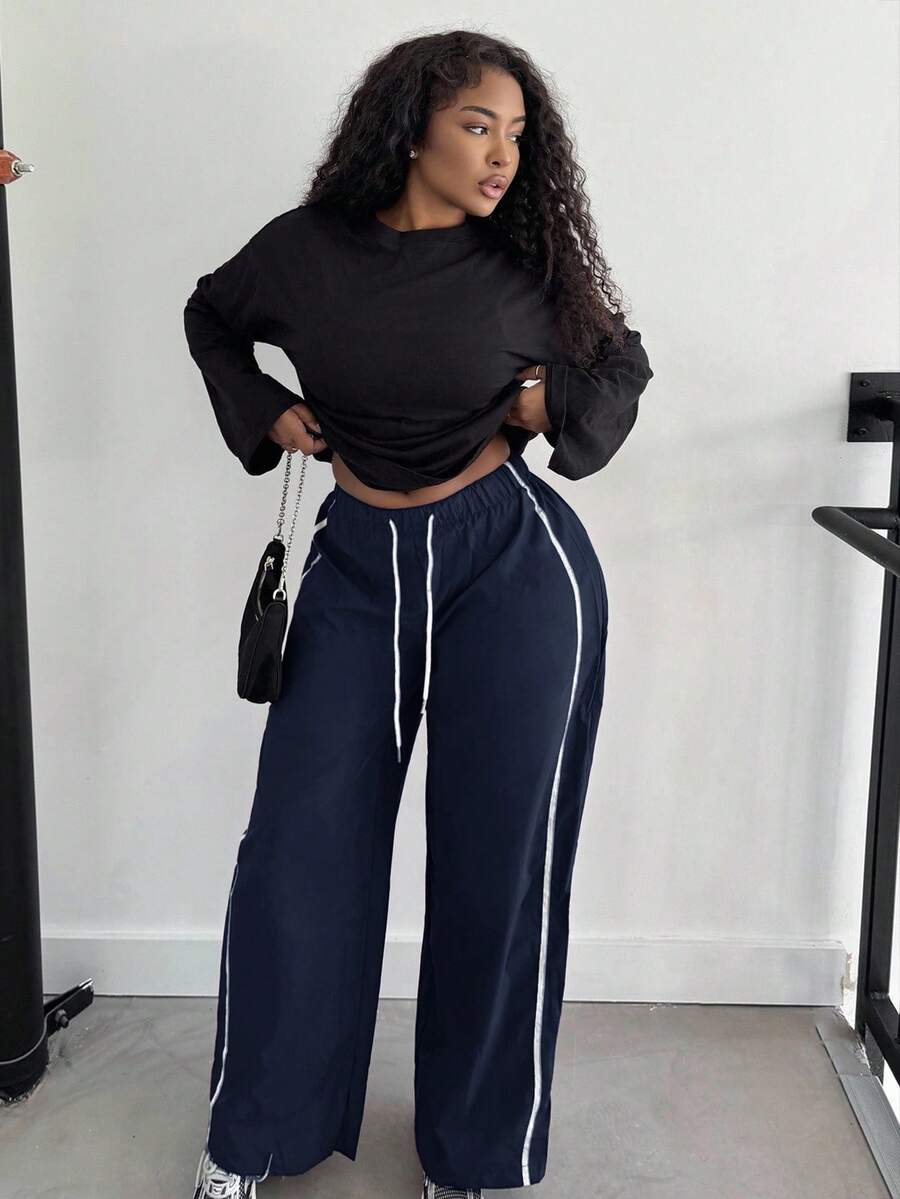 Alexandranx 女士休闲宽松哈伦裤 - 藏蓝色 - 查看 1