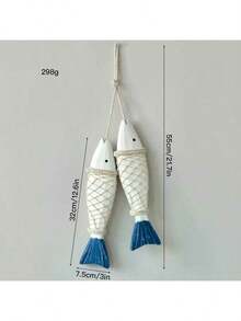 Madebyblanc 2 Mảnh Gỗ Cổ Điển Bờ Biển Cá Gỗ Chạm Khắc Thủ Công Thích Hợp Cho Trang Trí Tường Hàng Hải Và Đạo Cụ Chụp Ảnh Để Tặng Cho Bạn Bè Và Gia Đình - màu nâu - Xem 8