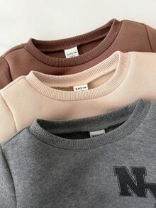 LMoss Kids LMoss 6件套男婴字母图案针织圆领卫衣和裤子套装，男婴服装，幼儿冬季服装，男婴休闲套装，秋季服装，套头衫，舒适的秋冬款式，长袖上衣 - 彩色 - 查看 7