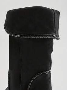 Solezae 女士迷人尖头低跟仿麂皮中筒靴 - 黑色 - 查看 7