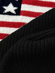 Elamini 女士休闲国旗图案提花针织毛衣，秋冬款 - 彩色 - 查看 5