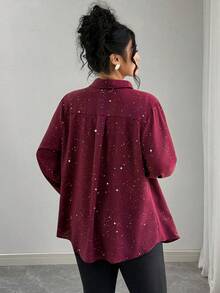 Elenzga 大码女装春秋冬法式浪漫西西里优雅休闲通勤度假下午茶圣诞派对纯色缎面 CaShirredeck 腰部褶皱下摆长袖短裙 - 棕色 - 查看 2