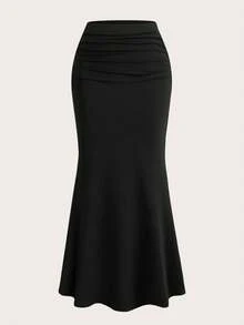 EMERY ROSE 3件套优雅派对纯色黑色咖啡色美人鱼裙和豹纹印花半身裙套装，女士 - 彩色 - 查看 3