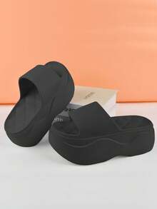 Zapatillas de casa mujer zapatillas de casa, Sandalias de plataforma,zapatillas de estar por casa mujer,fáciles de poner y quitar, material EVA, suave y cómodo, transpirable y resistente al desgaste, adecuadas para caminar a diario, ir de compras, vacaciones en la playa, piscina, uso en baños interiores. - Negro - Ver 11