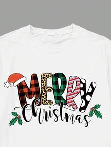 Manfinity Homme Christmas Santa Claus T-Shirt, 100% Polyester, Casual White Crew Neck Long Sleeve T-Shirt, Machine Washable, Suitable For Men's Christmas Casual Wear, Family Christmas, Christmas Party, Christmas Casual Style, Hand-Painted Christmas Pattern T-Shirt, Couple Matching - White - View 3