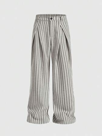 Street Life Herren modische, vielseitige Pendler-Hose mit weitem Bein und Streifen