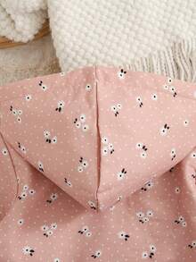 SHEIN Playful Pals Baby Girl Casual Everyday Commute Vacation Polka Dot & Ditsy Floral Thermal Lined Hooded Jacket, Autumn/Winter - Multicolor - View 6