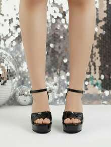 Women Heeled Sandals - Black - View 2