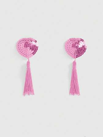 ROMWE Avant 1 Paio Di Copricapezzoli Alla Moda E Sexy Con Paillettes A Forma Di Cuore E Nappe