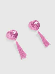 ROMWE Avant 1 对时尚性感亮片爱心流苏乳贴，情人节礼物