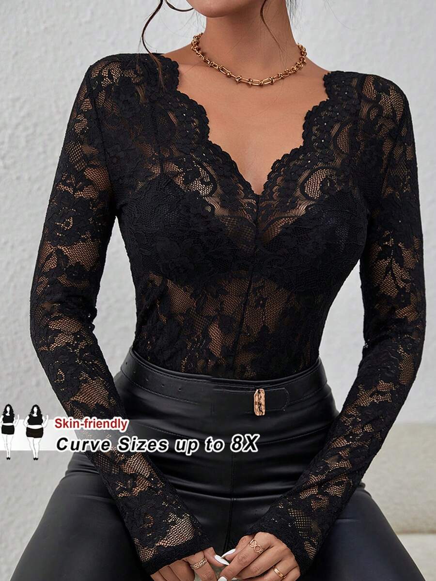 SHEIN CURVE+ Plus Size PU Flame Top For Carnival Costumes, Party Tops, Halloween, Halloween Costumes/Winter - Black - View 1