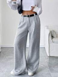 Chiquease Thermal Lined Pleated Pockets Wide Leg Trousers, Casual/Office Wear, Warm And Fashionable Fall Cloth For Women