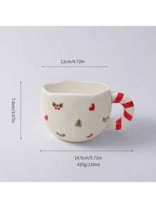 Joivida 1 件 230ml/7.8oz 陶瓷咖啡杯，可爱圣诞咖啡杯手工揉制节日陶瓷茶杯抹茶杯咖啡牛奶可可肉桂拿铁，创意节日圣诞节和生日礼物 - 彩色 - 查看 3