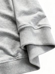 Manfinity Homme 男士休闲日常通勤时尚街头风圆领卫衣，印有建筑图案和标语，宽松版型，保暖内衬，适合秋冬季节穿着，长袖上衣 - 灰色 - 查看 4