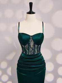 Coutiva Vestido de noche formal (muy adornado) - Verde Oscuro - Ver 5