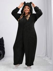 SHEIN CURVE+ 女士新款毛绒连体裤，适合家居服/秋冬