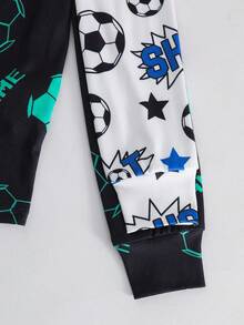 SHEIN Conjunto de 4 piezas de pijama informal y cómodo con cuello redondo y manga larga estampado para niños/niños preadolescentes, 2 estilos 1 set de 4 piezas - Multicolor - Ver 5