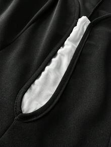Maweii Robe élégante et sexy grande taille à manches lanternes et blocs de couleur - Noir - Voir 7
