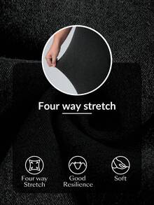 SHEIN Unity 大码女式高腰紧身弹力针织休闲百搭牛仔裤 - 深灰色 - 查看 4