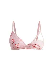 Moonlight&Mama Christmas Embroidered Christmas Tree Triangle Cup Front Closure Maternity & Nursing Comfortable Bra - Pink - View 8