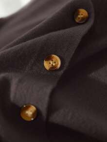 CosyJoli Plus Size Women Casual Solid Color All-Match Cardigan Brown Blouses For Women Coffee Brown Top Dark Brown Top/Winter