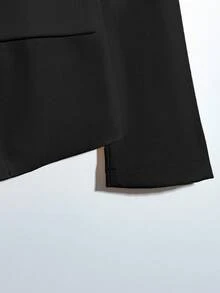 Franclia Black Autumn Elegant Office Women's 2 Pieces Sets,Elegant Commuter Solid Color Blazer & High Waist Skirt Suit,Professional Clothes Skirt Blazer Set - Black - View 6