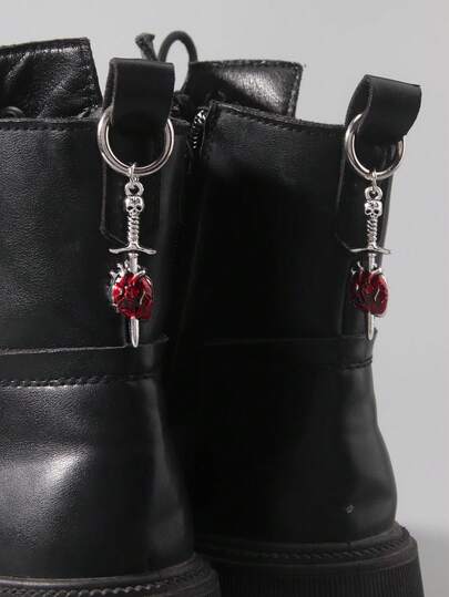 2pcs/Set Gothic Sword Pendant Shoe Decor, Unisex, Halloween