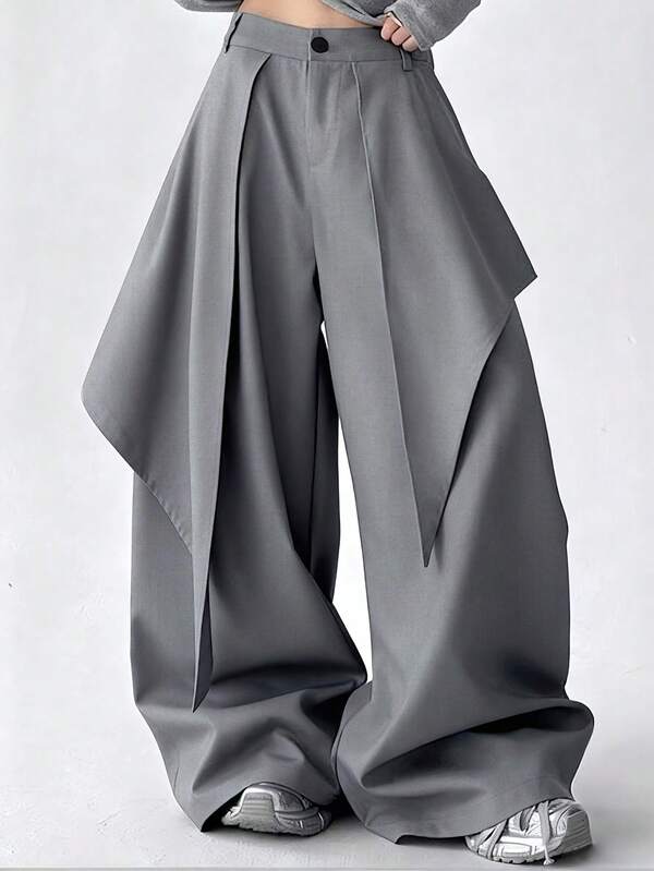 Manfinity Roghcode Pantalones casuales anchos y sueltos para hombres, versátiles para el streetwear, el uso casual diario, las salidas de fin de semana, los festivales de música y las reuniones sociales. Este pantalón es una pieza versátil y esencial en el guardarropa de un hombre, lo que lo convierte en un gran regalo para un novio o esposo.