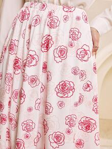 Penseblé Women's Blush Pink Printed Skirt,Elegant Autumn Skirt,Suitable For Tea Party,Dates,Beach,Music Festivals,Back To School,Parties,Halloween - Pink - View 4
